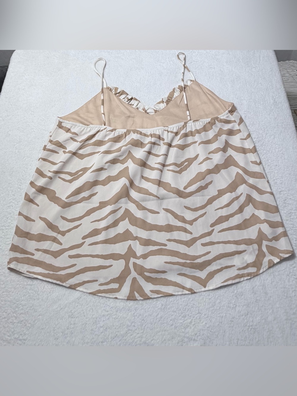 Adrienne Animal Print Cami Tank Top 2X Beige & Ivory Made in USA - Picture 4 of 7
